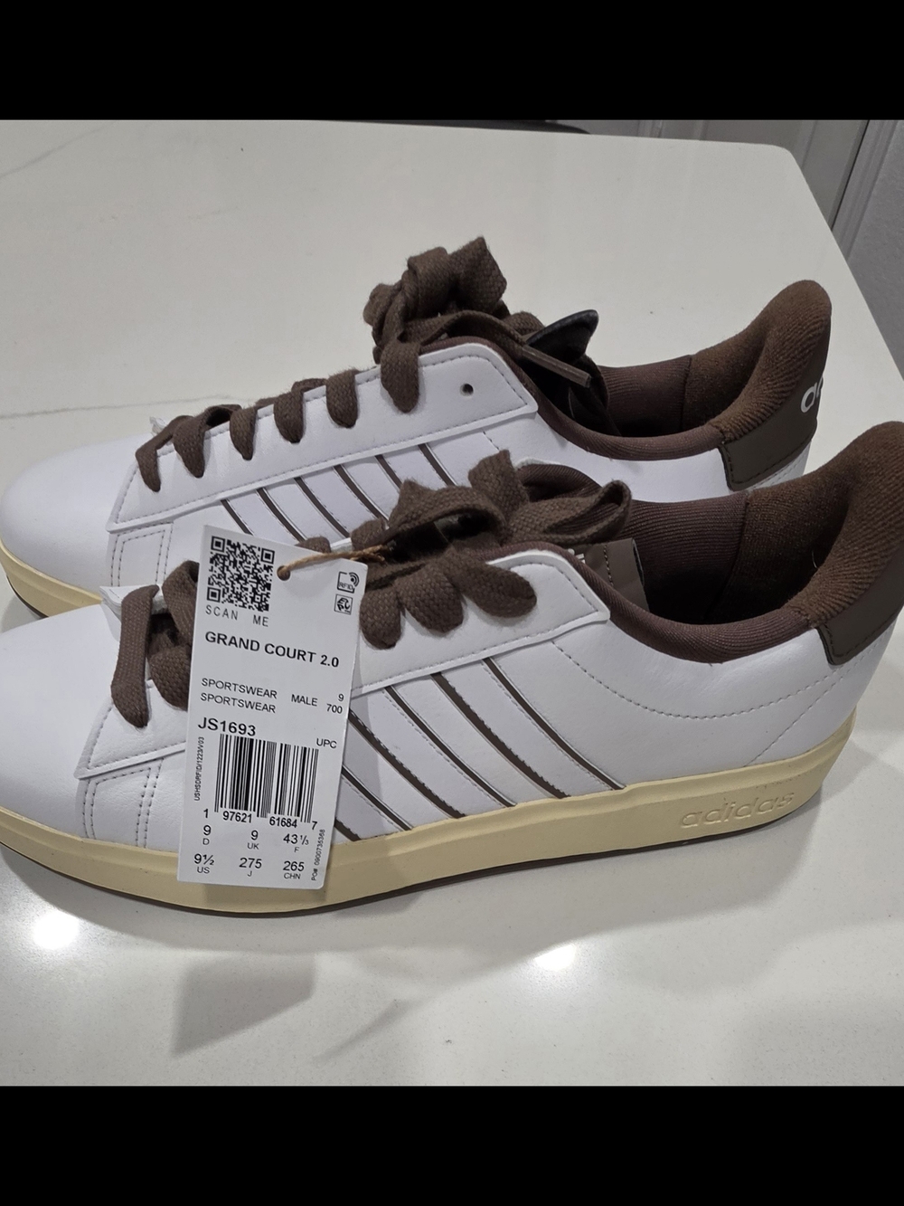 adidas Grand Court 2.0 Sneakers - White & Brown